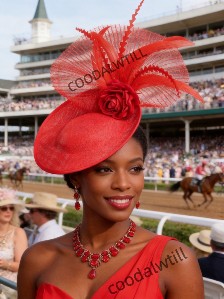Women'S Fashion Kentucky Derby - Sombrero Fascinator con Plumas y Malla