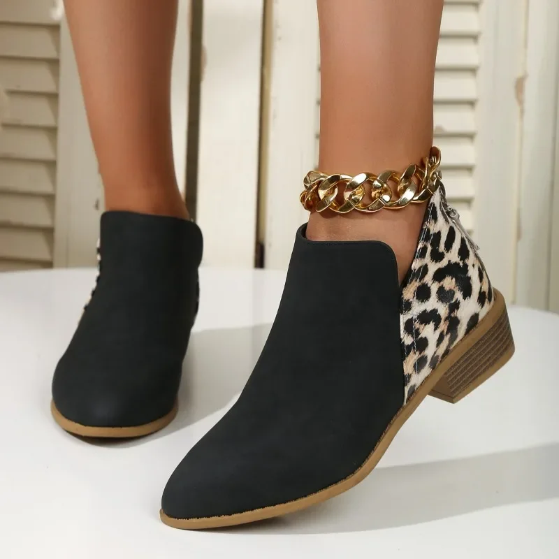 Women'S Fashion Ugg Boots - Botines de leopardo de retazos para