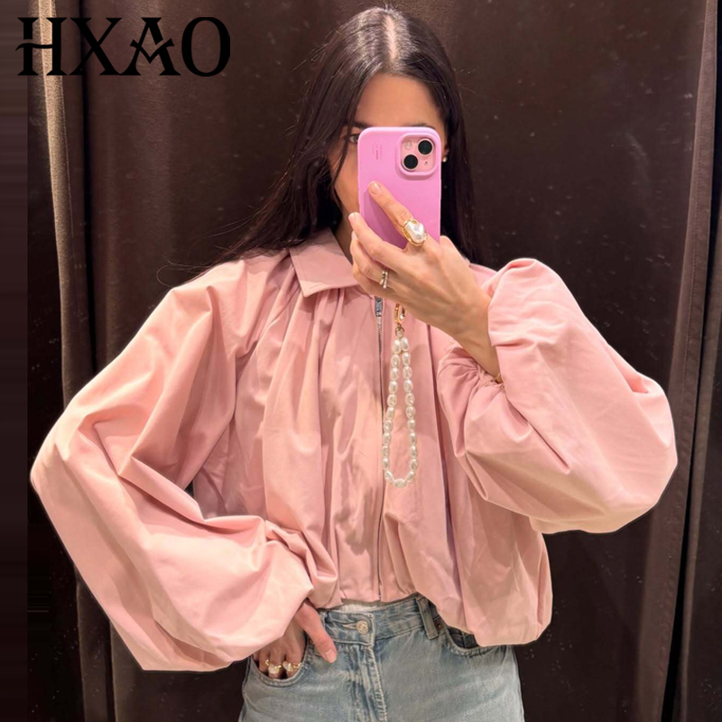 Women'S Fashion Quarter Zip - Chaqueta Corta Rosa Holgada para Mujer