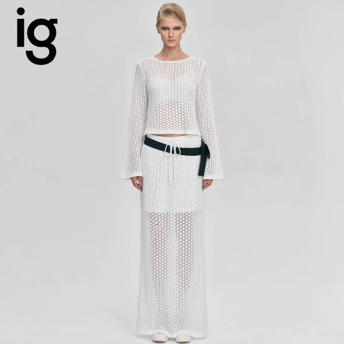 Crop Top Women - Conjunto de Dos Piezas de Punto