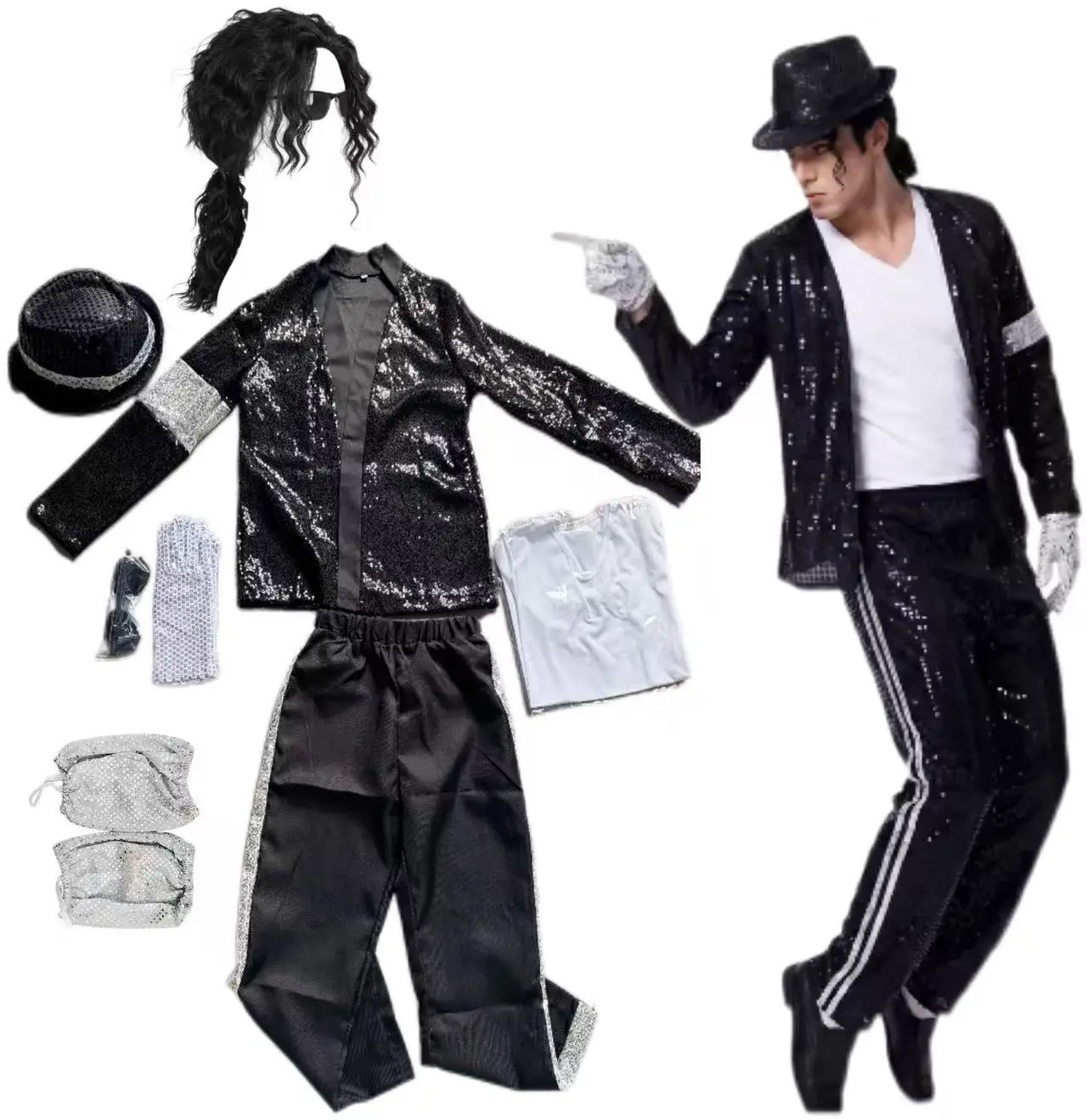 Women'S Fashion From The 80S - Disfraz de Michael Jackson para Adultos,