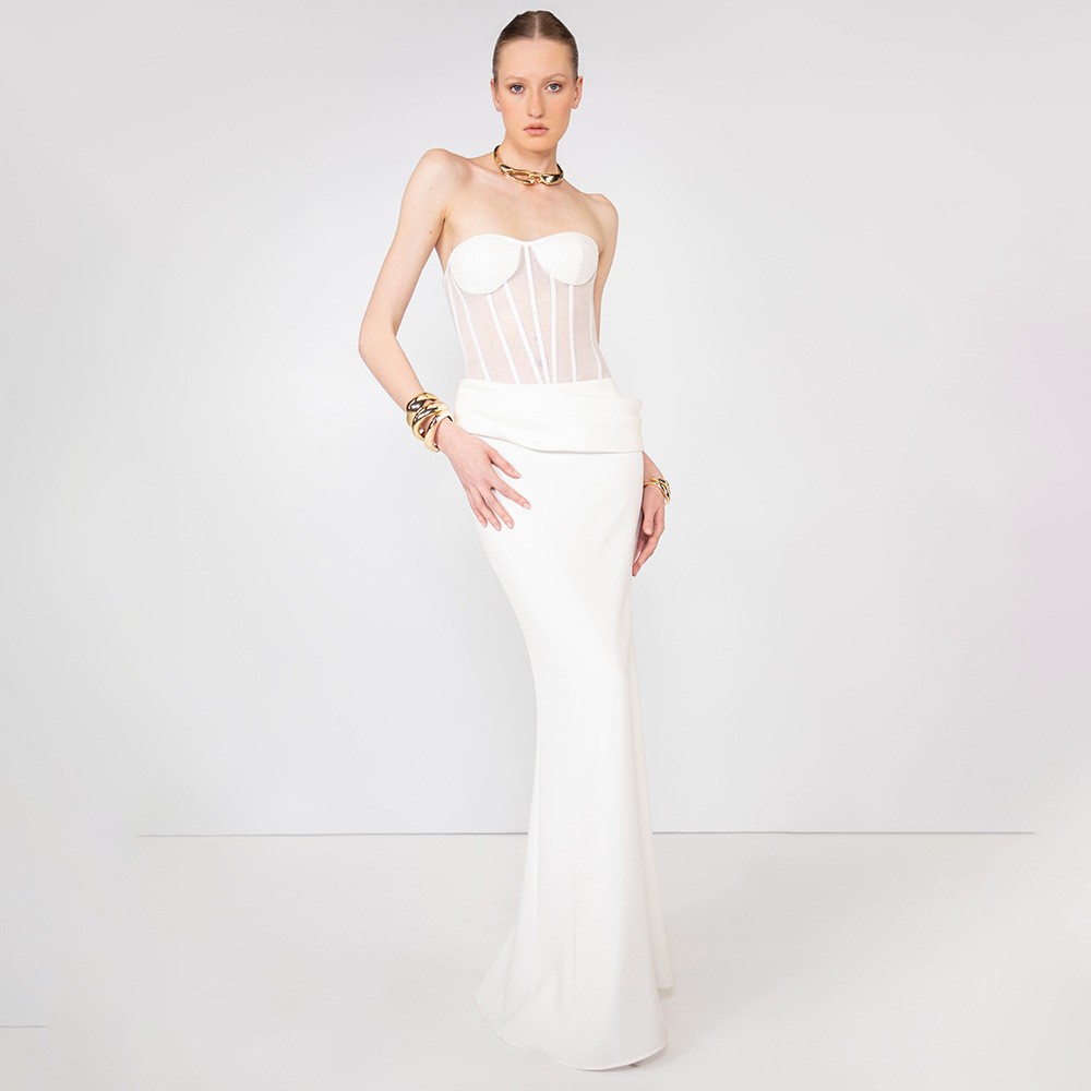 Women Fashion Dress Names - Vestido de Noche Sexy Transparente con