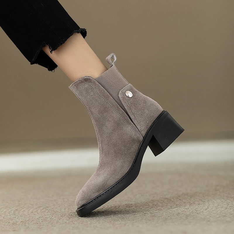 Women'S Fashion Trends Autumn 2025 - Botines gruesos de gamuza para mujer,