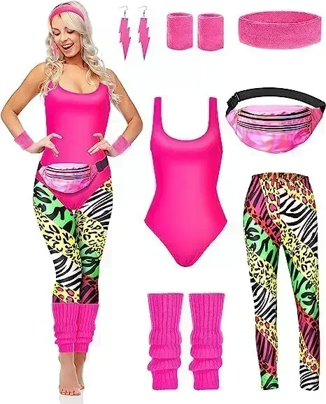 Women'S Fashion From The 80S - Set de 7 Accesorios de Disfraz