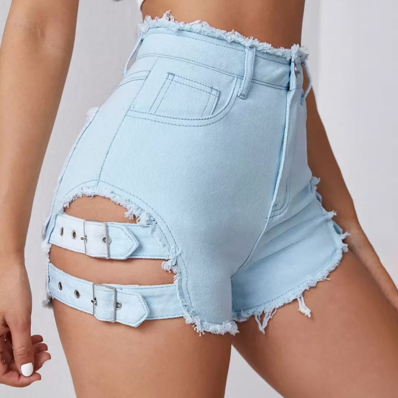 Women'S Fashion Trousers - Shorts de mezclilla de cintura alta