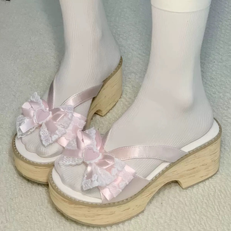 Spaghetti Strap Dress - Sandalias de Plataforma con Suela Gruesa