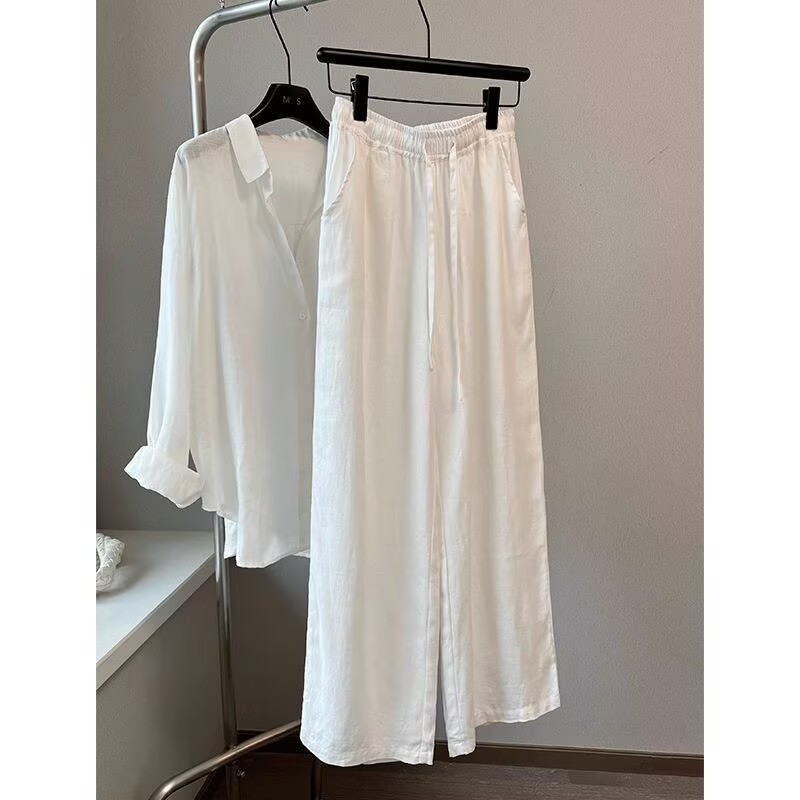Wide Leg Palazzo Pants - Conjunto de Pantalones Anchos de Lino