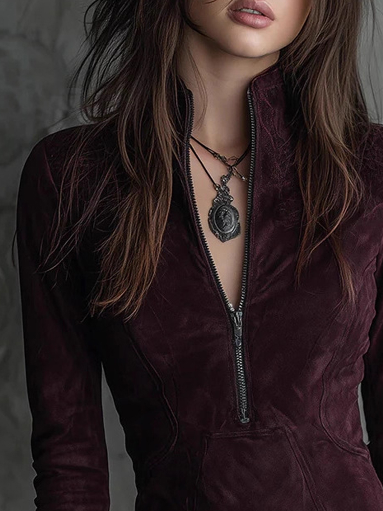 Women'S Fashion Quarter Zip - 2026 Mini vestido ajustado con cuello