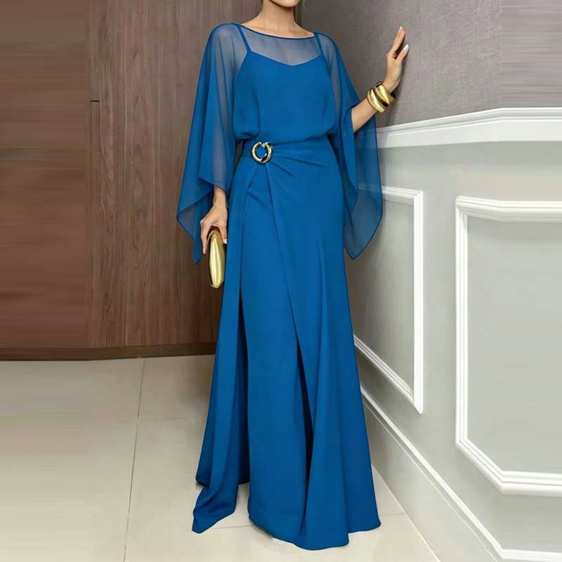 Women'S Fashion Vintage Off Shoulder Long Sleeve Jumpsuit - Elegante mono de chifón con cuello