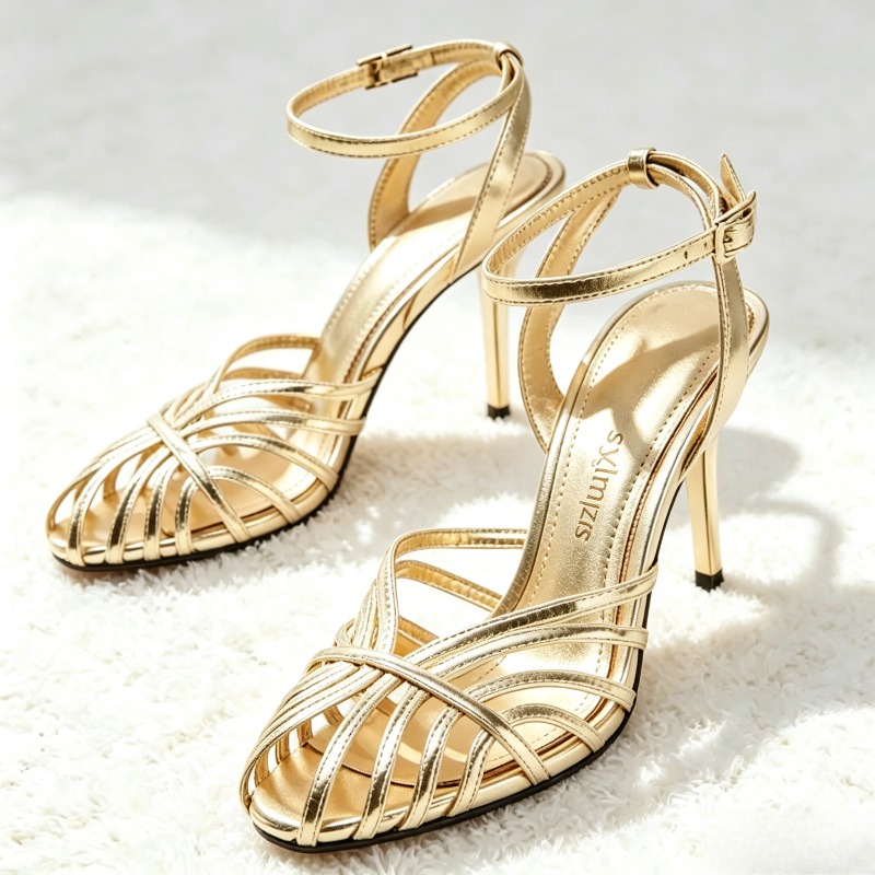 Spaghetti Strap Dress - Sandalias de tacón alto con banda