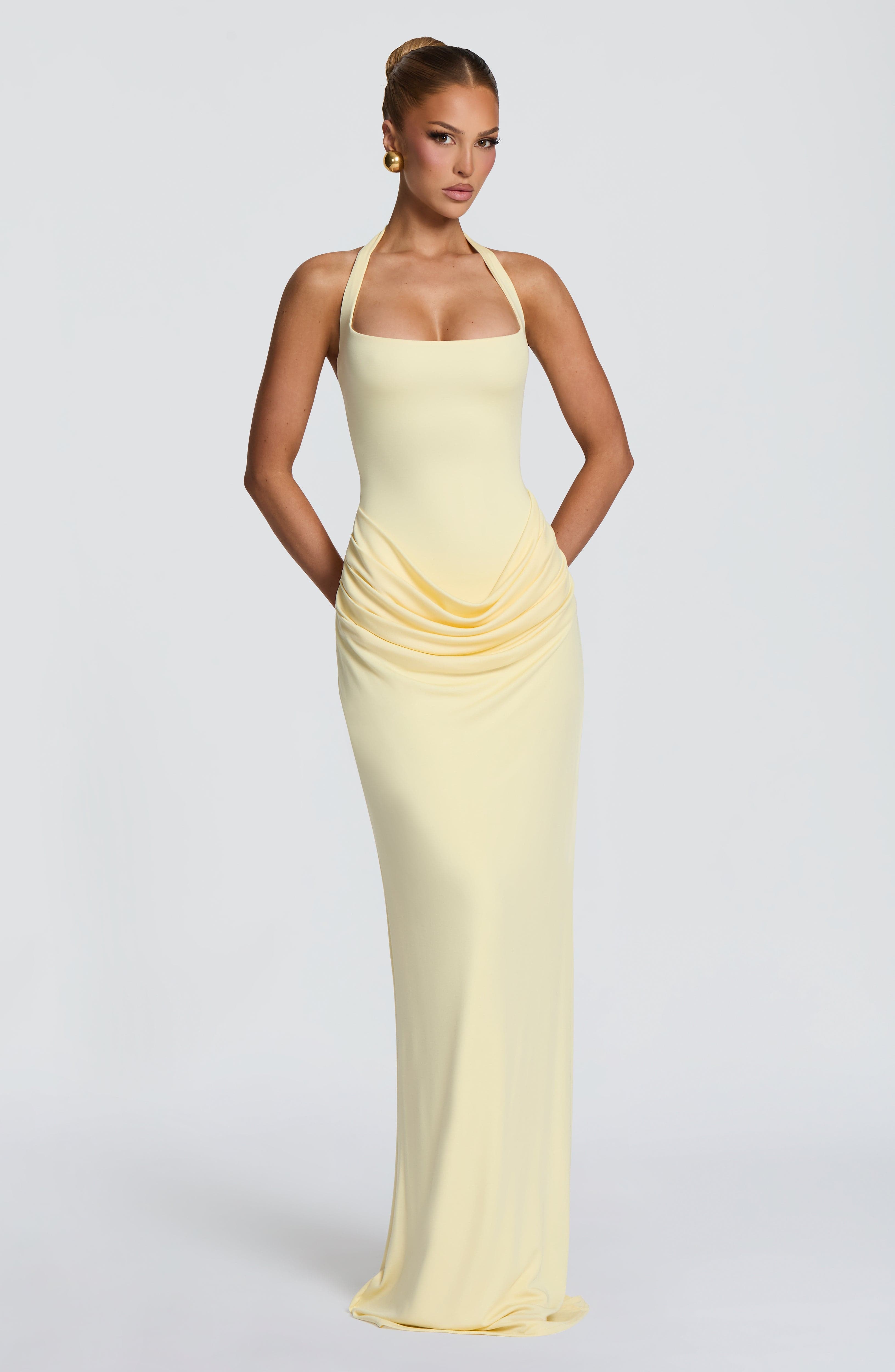 Bodycon Dress Women - Vestido largo maxi halter con cuello