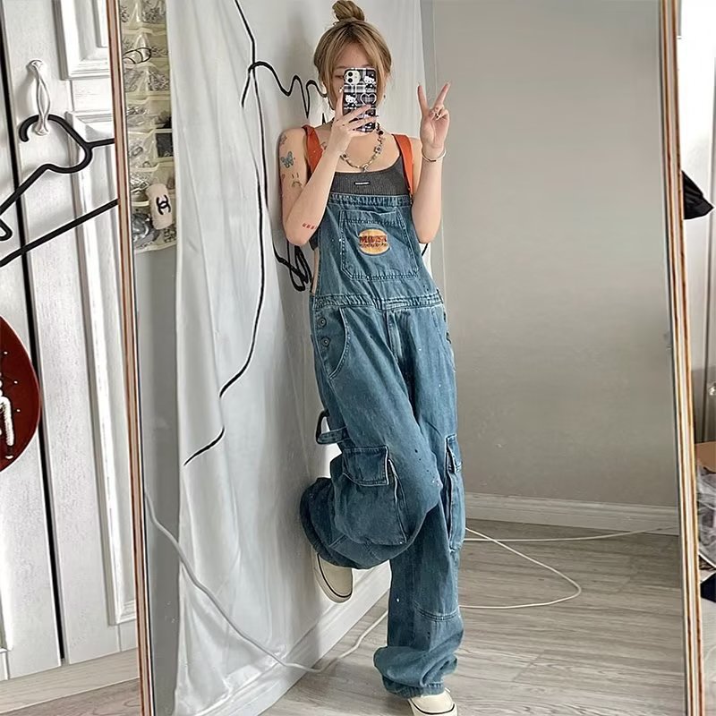 Women'S Fashion Trousers - Pantalones Vaqueros Retro Holgados de Pierna