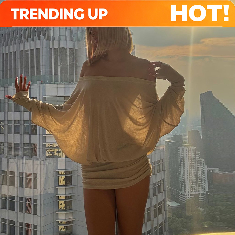 Bodycon Dress Women - Vestido Mini Transparente con Hombros Descubiertos,