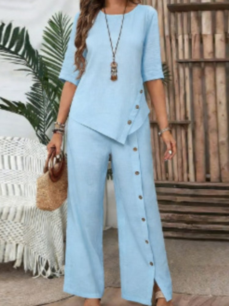 Wide Leg Palazzo Pants - Conjunto de Dos Piezas para Mujer,