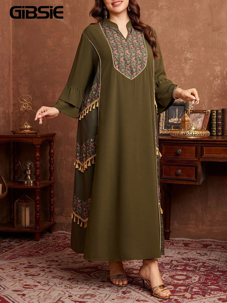 Maxi Dress Boho - Vestido Abaya GIBSIE con Estampado Étnico