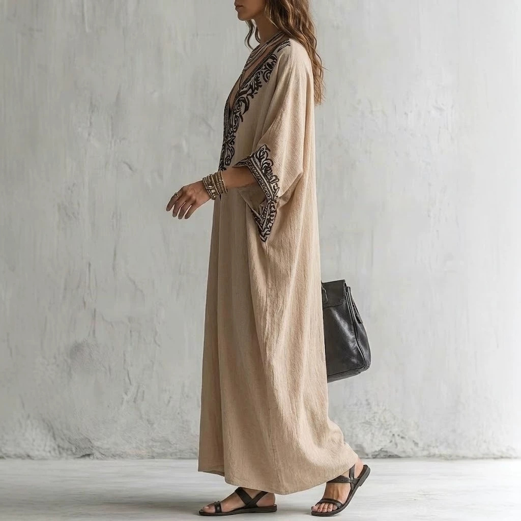 Vestido maxi caftán bordado es - Maxi Dress Boho reseña y precio