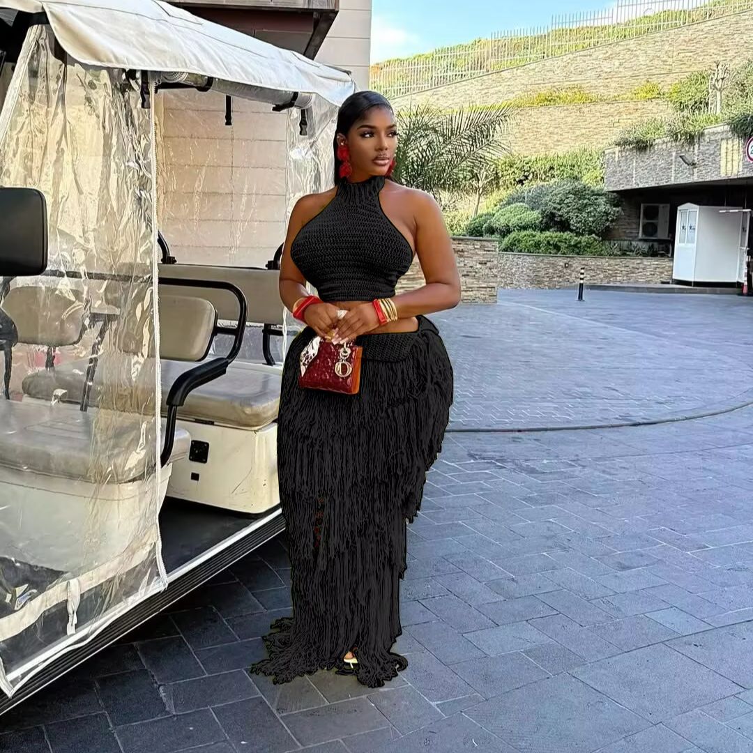 Conjunto de Dos Piezas de Vest - Maxi Dress Boho reseña y precio