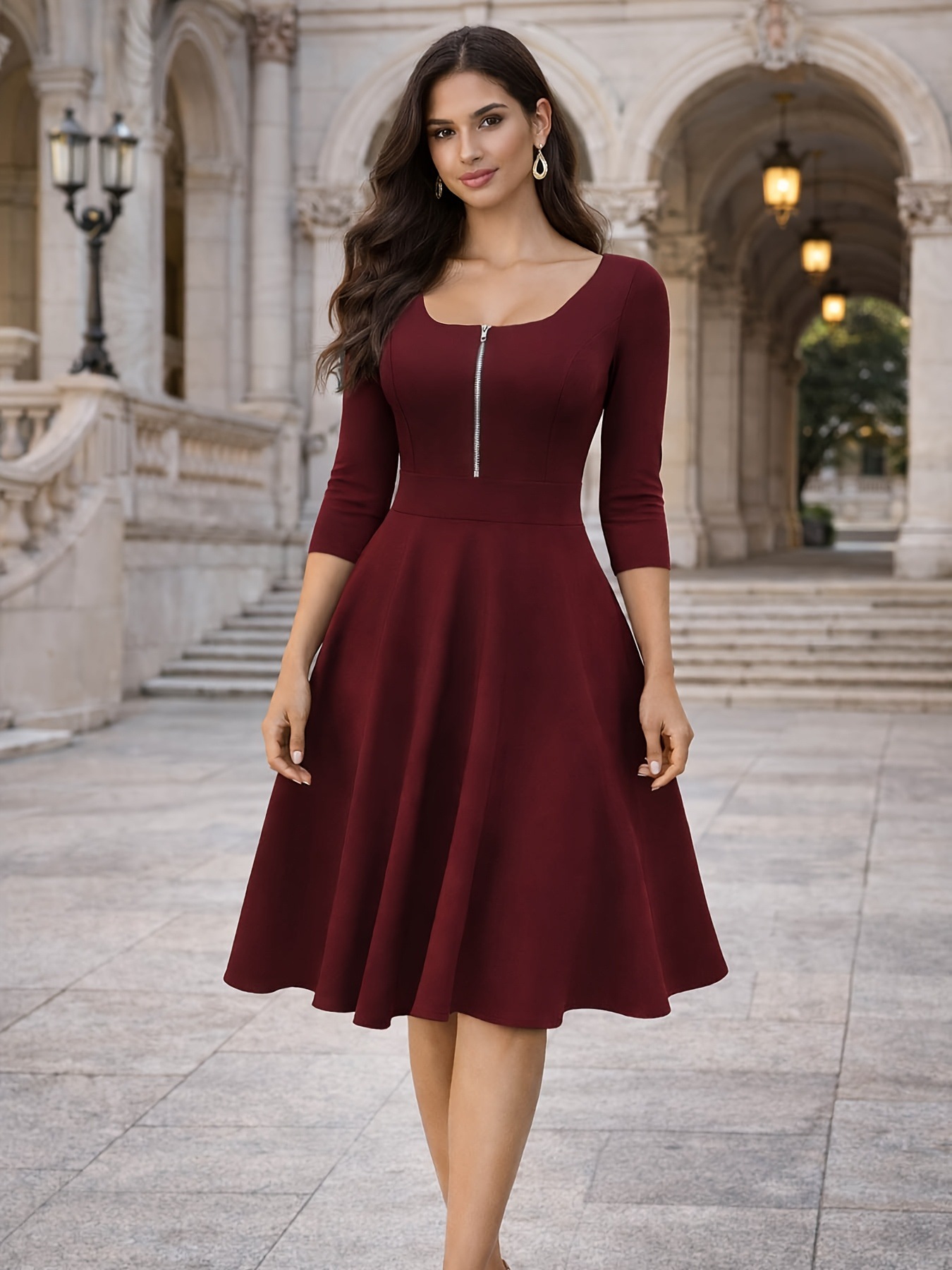 Vestido Ajustado con Cierre Fr - Women'S Fashion Quarter Zip reseña y precio