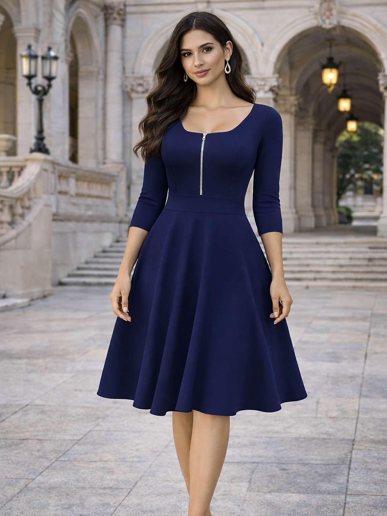 Vestido Ajustado con Cierre Fr - Women'S Fashion Quarter Zip reseña y precio