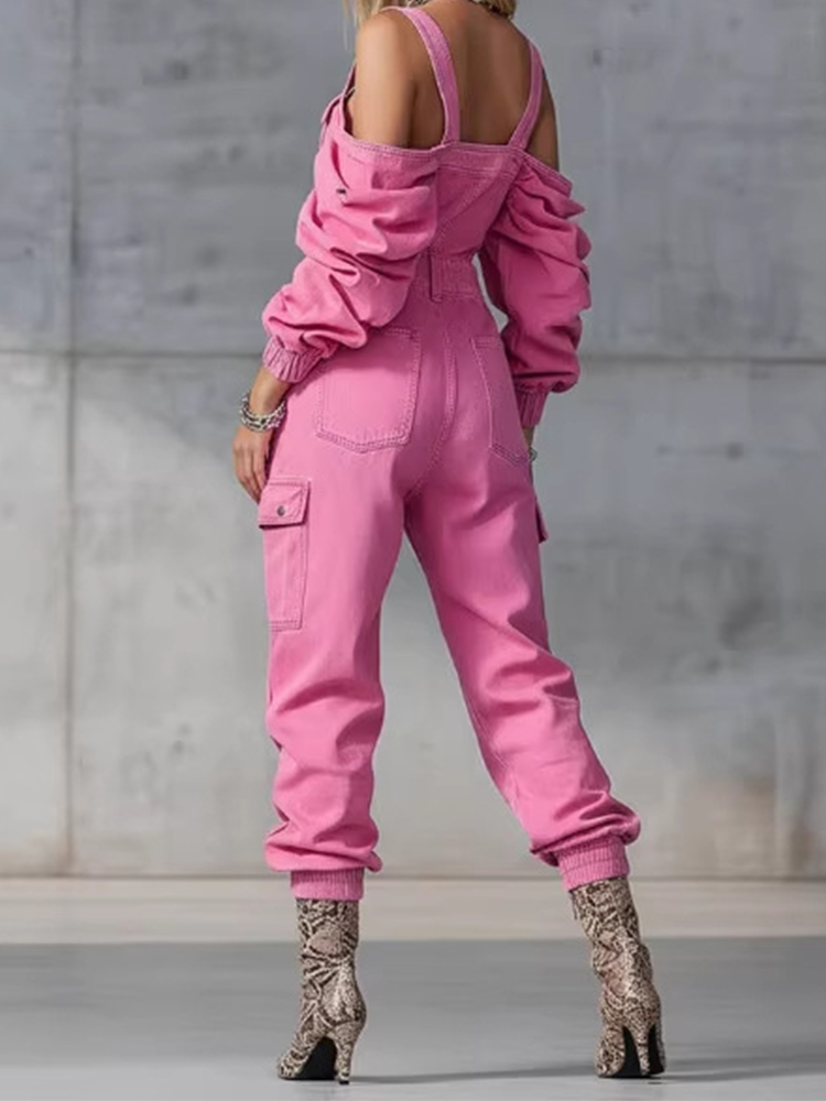 Mono vaquero vintage de moda p - Women'S Fashion Vintage Off Shoulder Long Sleeve Jumpsuit reseña y precio