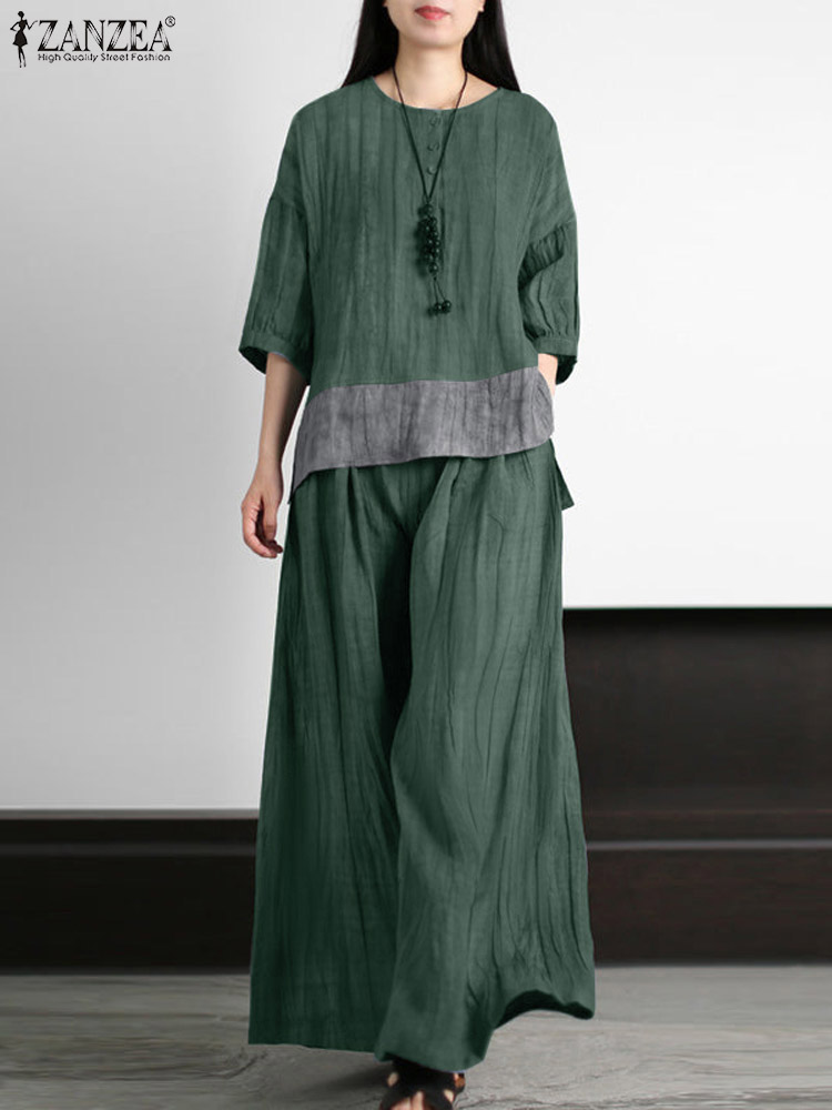 ZANZEA-Conjuntos a juego Vinta - Wide Leg Palazzo Pants reseña y precio