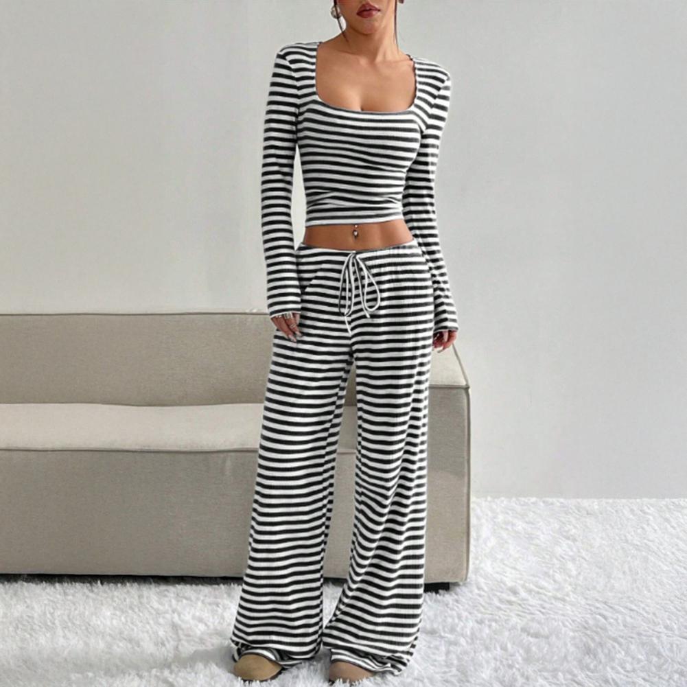 Conjunto de 2 Piezas a Rayas p - Wide Leg Palazzo Pants reseña y precio