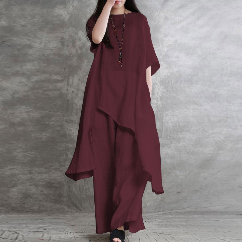 Conjunto de 2 piezas de algodó - Wide Leg Palazzo Pants reseña y precio