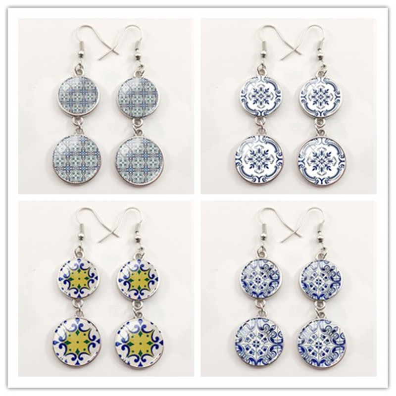 Pendientes gráficos de azulejo - Women'S Fashion Portugal reseña y precio