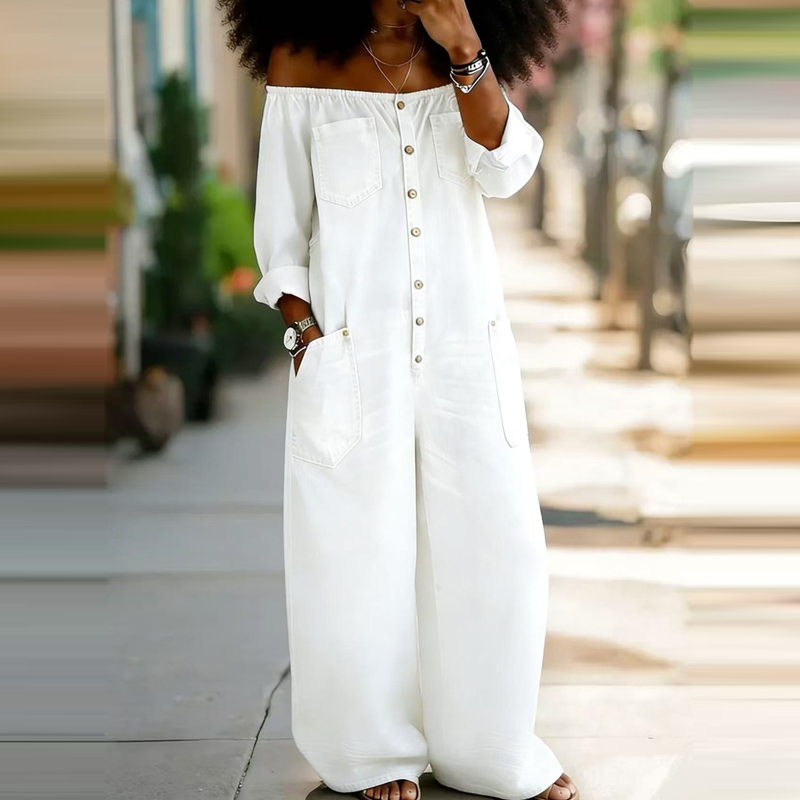 Elegante mono vaquero de hombr - Women'S Fashion Vintage Off Shoulder Long Sleeve Jumpsuit reseña y precio