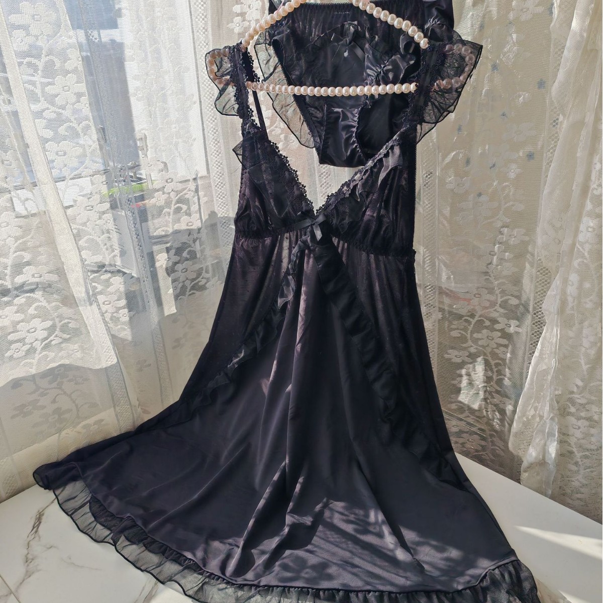 Conjunto de camisón de seda fr - Spaghetti Strap Dress reseña y precio