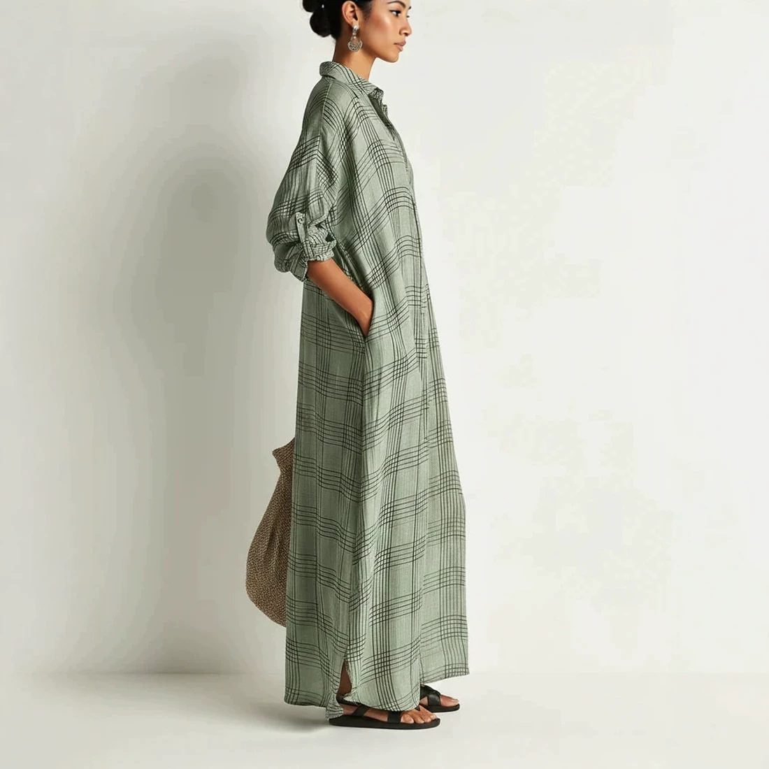 Vestido midi de lino y algodón - Maxi Dress Boho reseña y precio