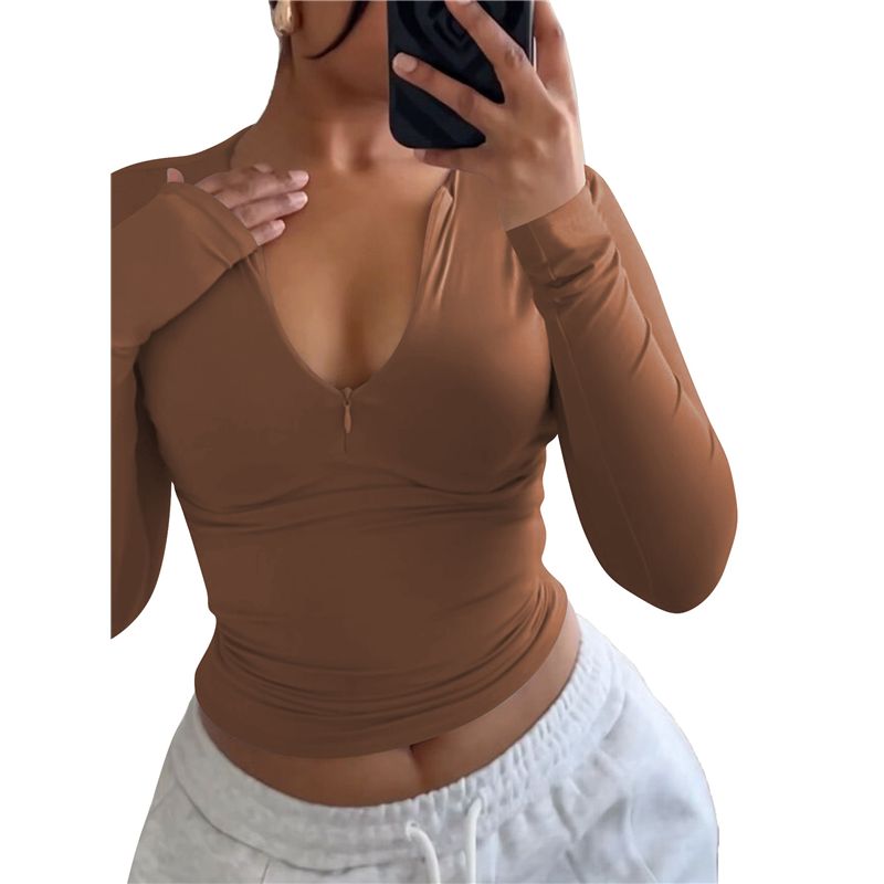 Top Corto de Manga Larga con C - Women'S Fashion Quarter Zip reseña y precio