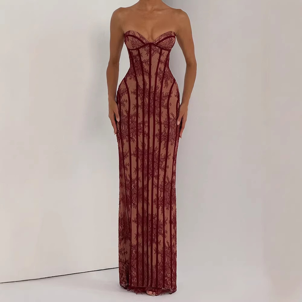 Vestido Maxi Ajustado sin Tira - Bodycon Dress Women reseña y precio